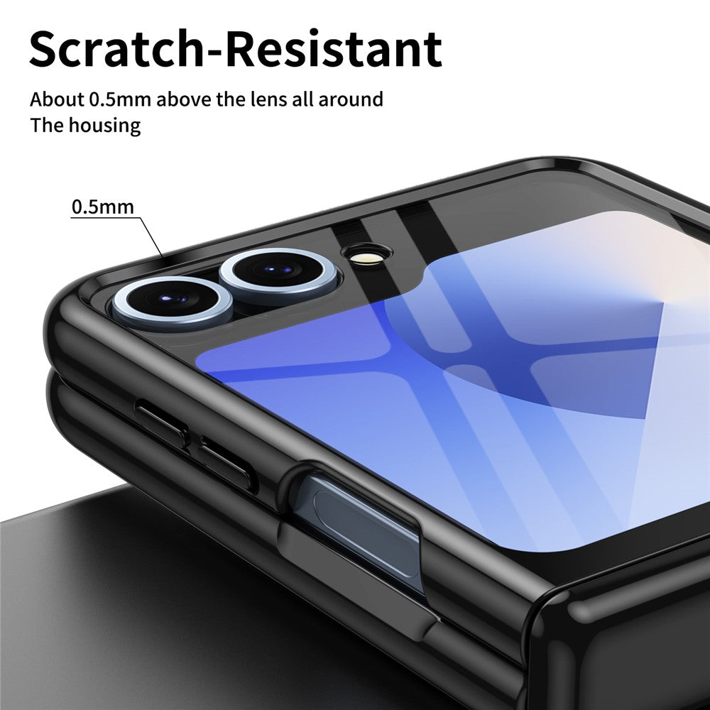 For Samsung Galaxy Z Flip7 FE 5G / Z Flip6 5G Case with Rear Screen Film Hinge Protection Electroplating Clear PC Phone Cover