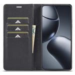 LC.IMEEKE For Xiaomi 14T Case Carbon Fiber Texture Phone Cover Stand Card Holder