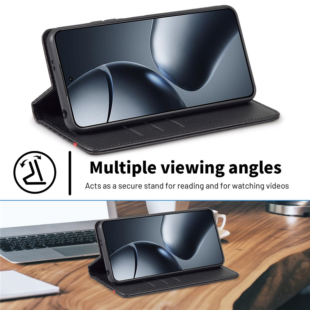 LC.IMEEKE For Xiaomi 14T Case Carbon Fiber Texture Phone Cover Stand Card Holder