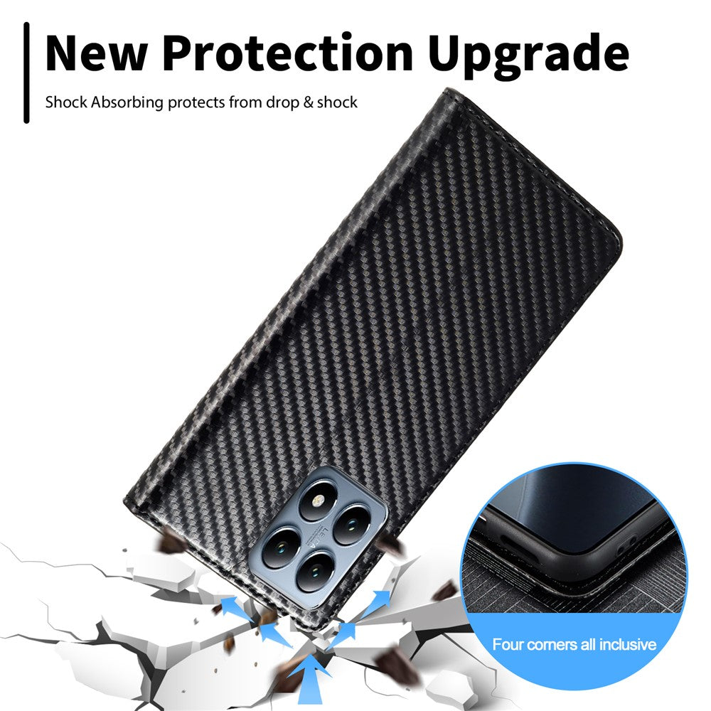 LC.IMEEKE For Xiaomi 14T Case Carbon Fiber Texture Phone Cover Stand Card Holder