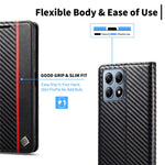 LC.IMEEKE For Xiaomi 14T Case Carbon Fiber Texture Phone Cover Stand Card Holder