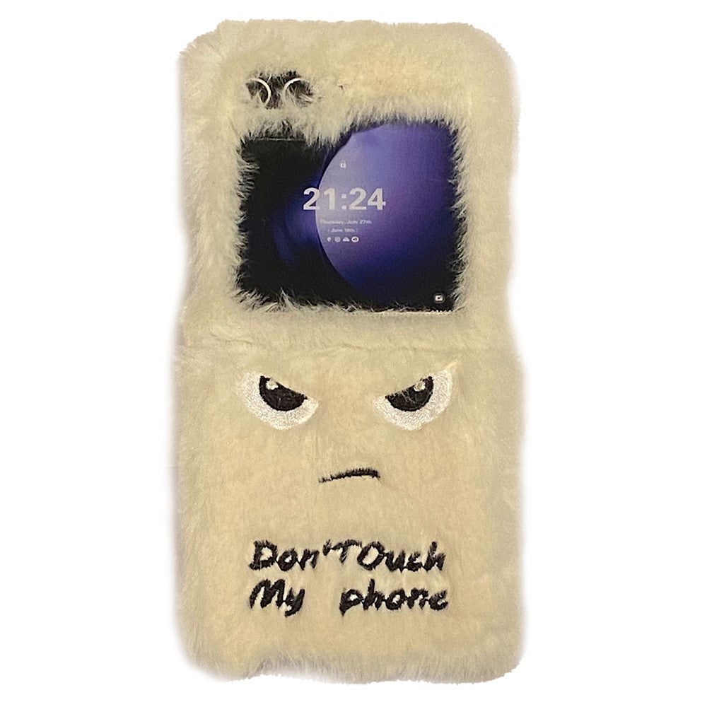 KJS-020 For Samsung Galaxy Z Flip7 FE 5G / Z Flip6 5G Case Humorous Face Soft Plush Hard PC Phone Cover