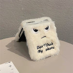 KJS-020 For Samsung Galaxy Z Flip7 FE 5G / Z Flip6 5G Case Humorous Face Soft Plush Hard PC Phone Cover