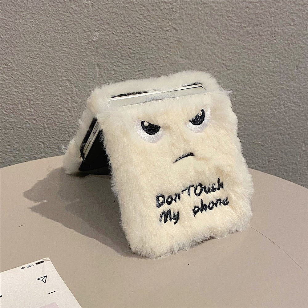 KJS-020 For Samsung Galaxy Z Flip7 FE 5G / Z Flip6 5G Case Humorous Face Soft Plush Hard PC Phone Cover