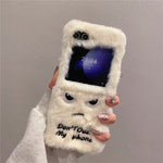 KJS-020 For Samsung Galaxy Z Flip7 FE 5G / Z Flip6 5G Case Humorous Face Soft Plush Hard PC Phone Cover
