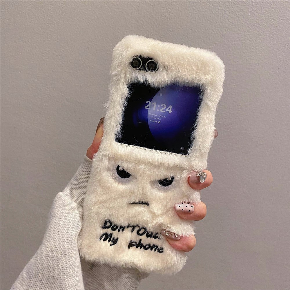 KJS-020 For Samsung Galaxy Z Flip7 FE 5G / Z Flip6 5G Case Humorous Face Soft Plush Hard PC Phone Cover