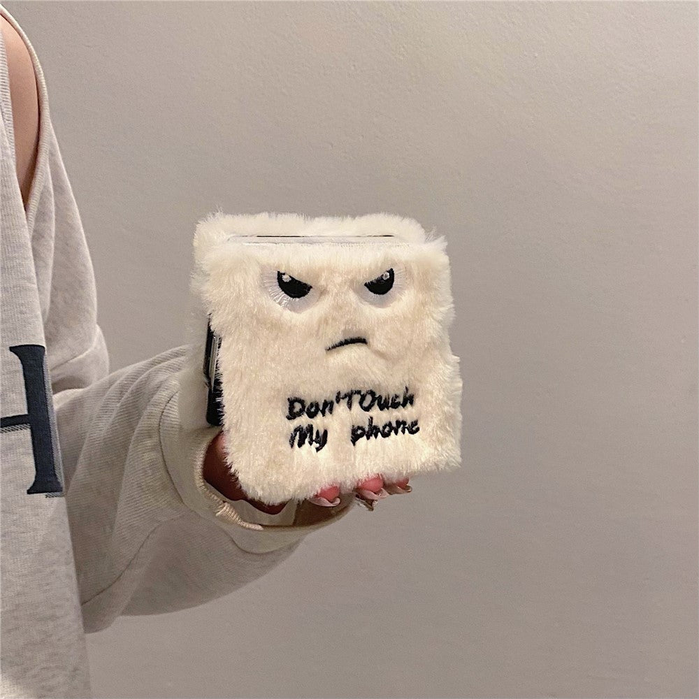 KJS-020 For Samsung Galaxy Z Flip7 FE 5G / Z Flip6 5G Case Humorous Face Soft Plush Hard PC Phone Cover