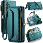 CASEME For Samsung Galaxy S24 FE Leather Case  C36 Zipper Multiple Card Slots Phone Cover with Straps