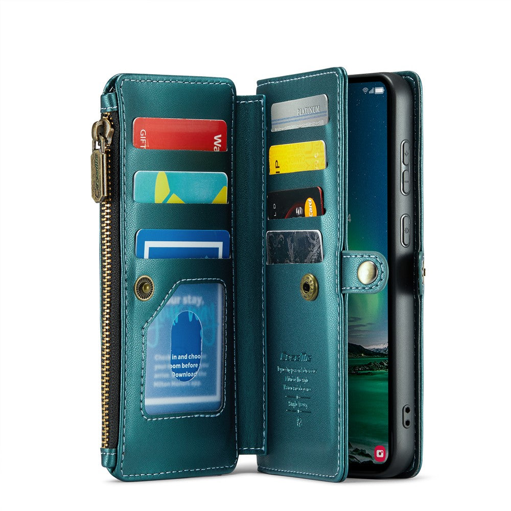 CASEME For Samsung Galaxy S24 FE Leather Case  C36 Zipper Multiple Card Slots Phone Cover with Straps