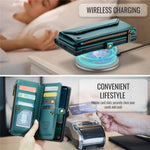 CASEME For Samsung Galaxy S24 FE Leather Case  C36 Zipper Multiple Card Slots Phone Cover with Straps