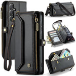 CASEME For Samsung Galaxy S24 FE Leather Case  C36 Zipper Multiple Card Slots Phone Cover with Straps
