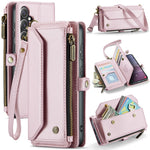 CASEME For Samsung Galaxy S24 FE Leather Case  C36 Zipper Multiple Card Slots Phone Cover with Straps