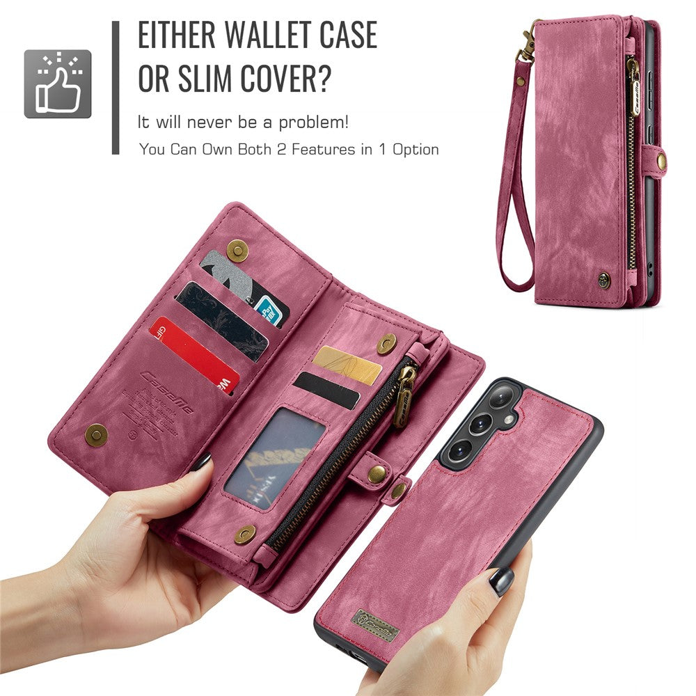 CASEME For Samsung Galaxy S24 FE Phone Cases  008 Leather Cover with Detachable Wallet and Strap