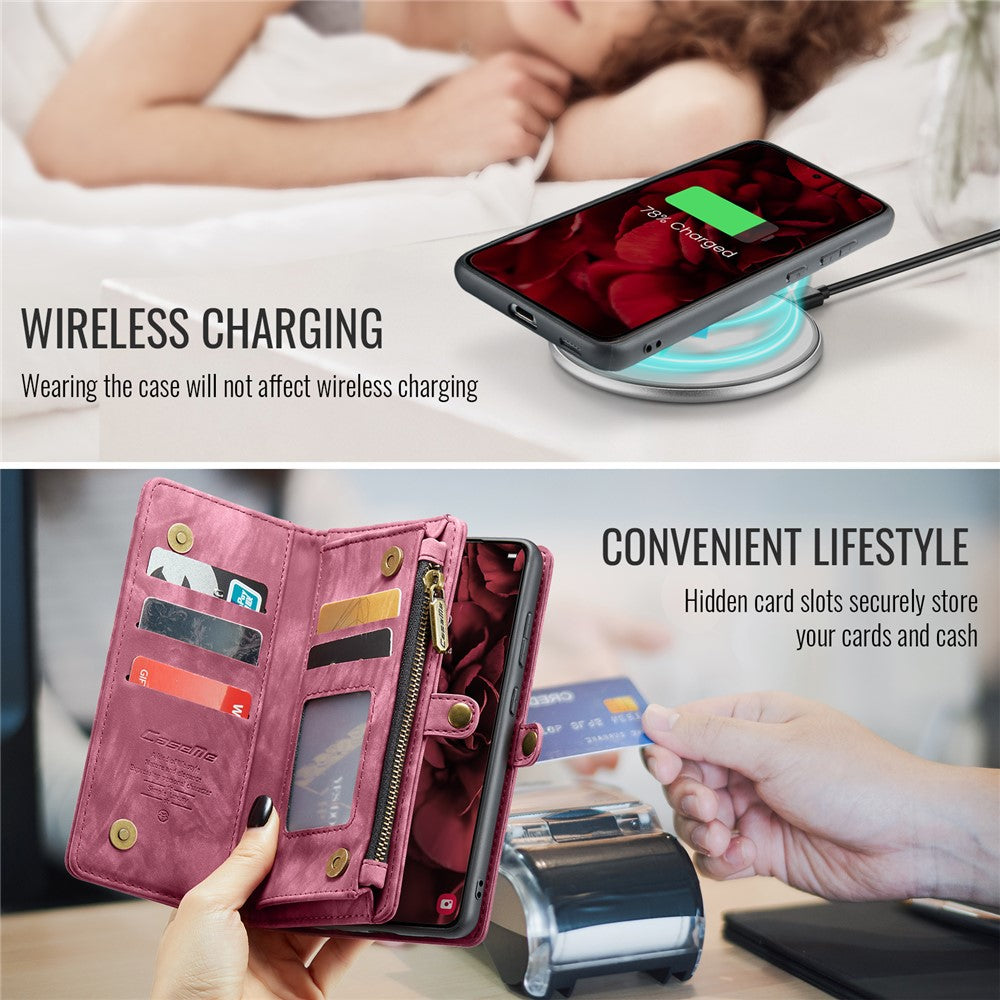 CASEME For Samsung Galaxy S24 FE Phone Cases  008 Leather Cover with Detachable Wallet and Strap