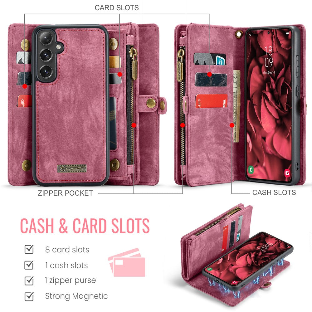 CASEME For Samsung Galaxy S24 FE Phone Cases  008 Leather Cover with Detachable Wallet and Strap