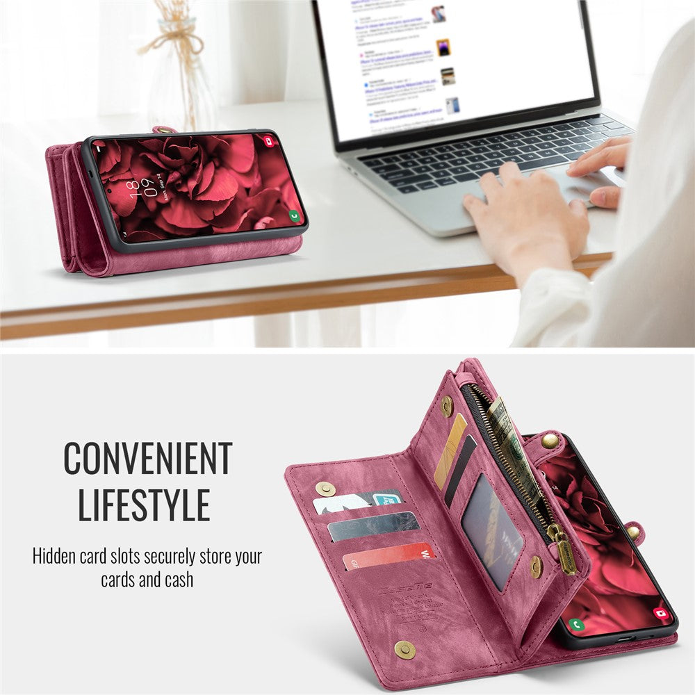 CASEME For Samsung Galaxy S24 FE Phone Cases  008 Leather Cover with Detachable Wallet and Strap
