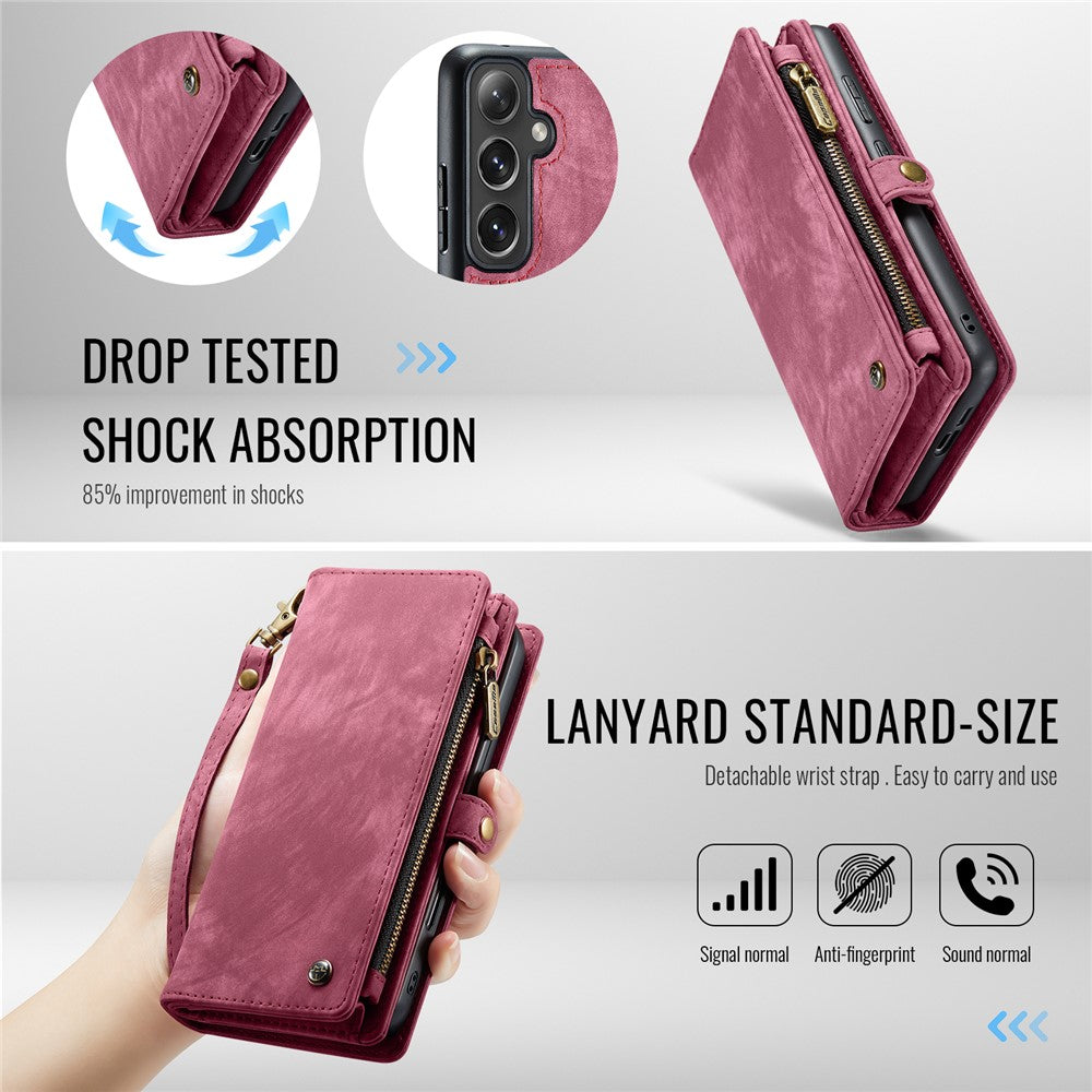 CASEME For Samsung Galaxy S24 FE Phone Cases  008 Leather Cover with Detachable Wallet and Strap
