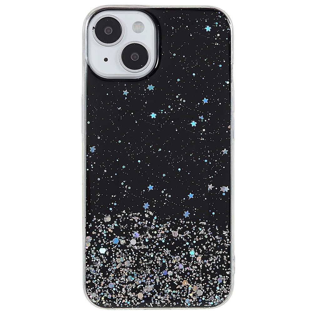 For iPhone 14 Starry Sky Epoxy Sparkle Personalized Phone Case Cover Soft TPU Shock Absorption Back Cover