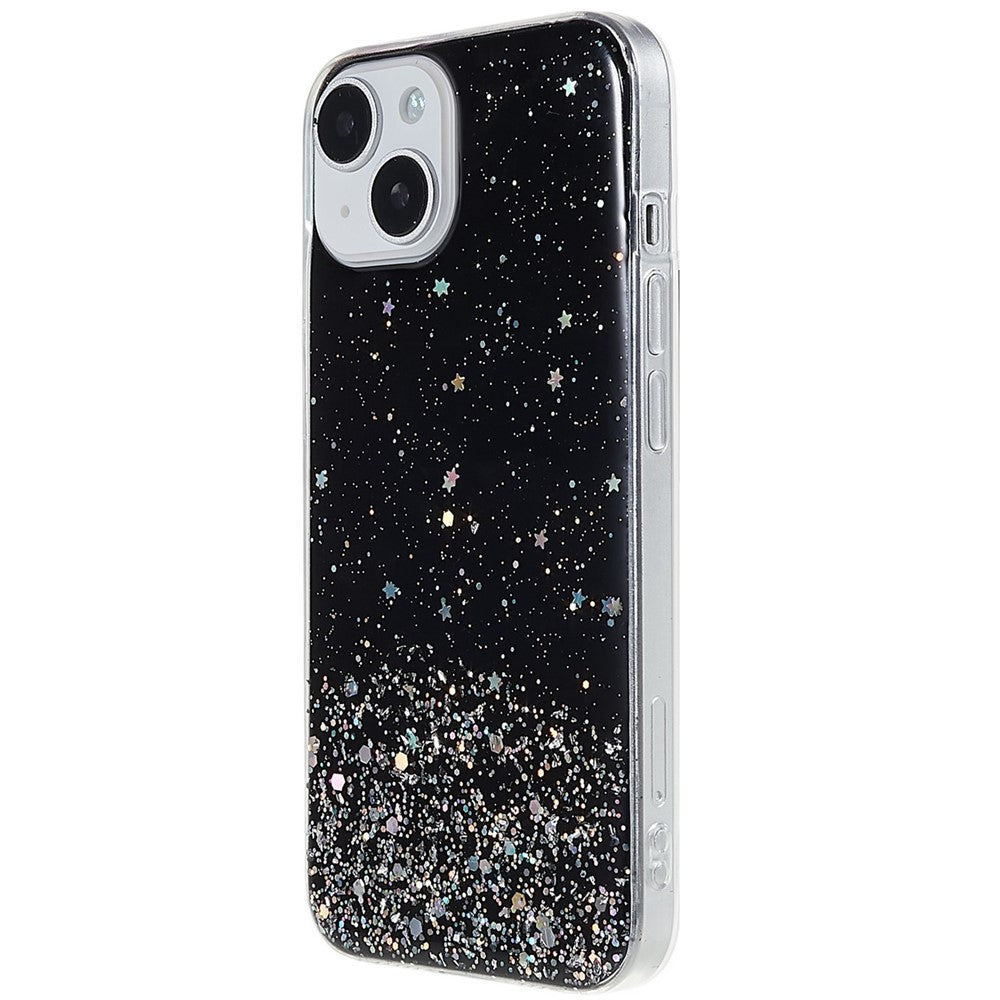 For iPhone 14 Starry Sky Epoxy Sparkle Personalized Phone Case Cover Soft TPU Shock Absorption Back Cover