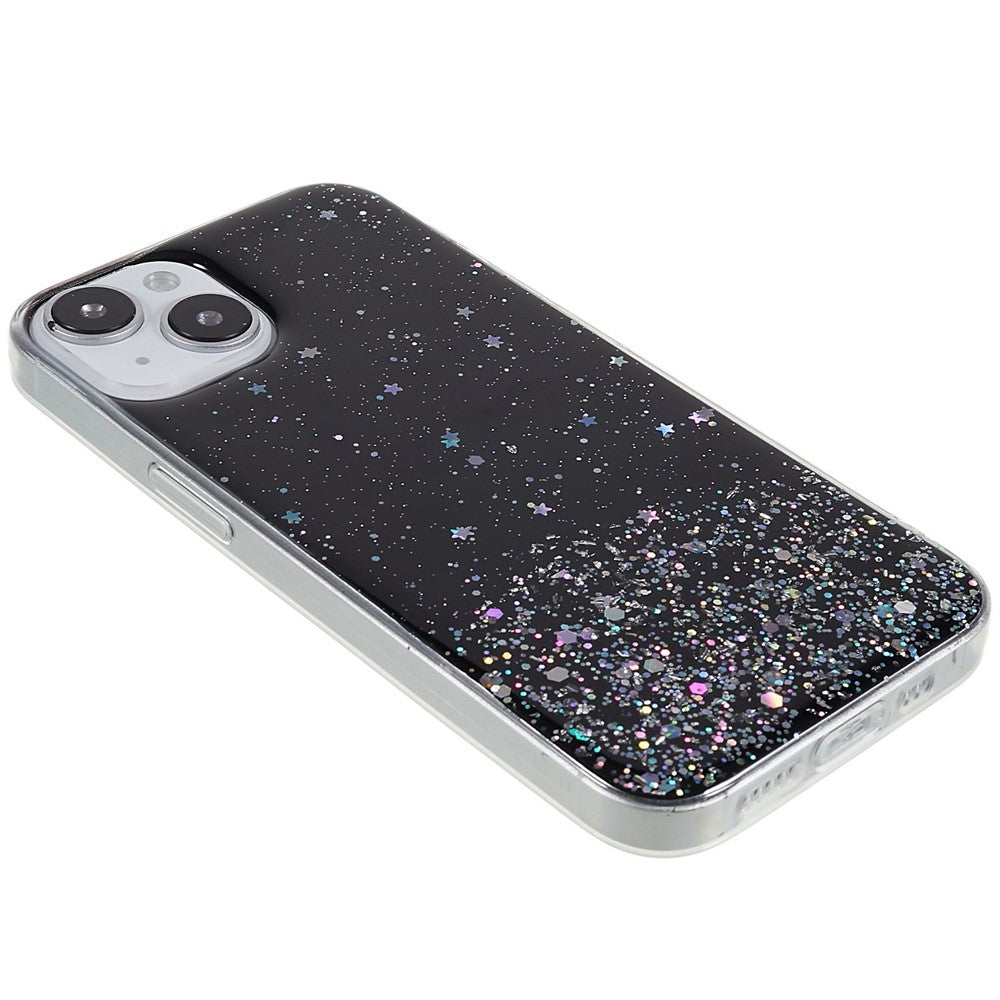 For iPhone 14 Starry Sky Epoxy Sparkle Personalized Phone Case Cover Soft TPU Shock Absorption Back Cover