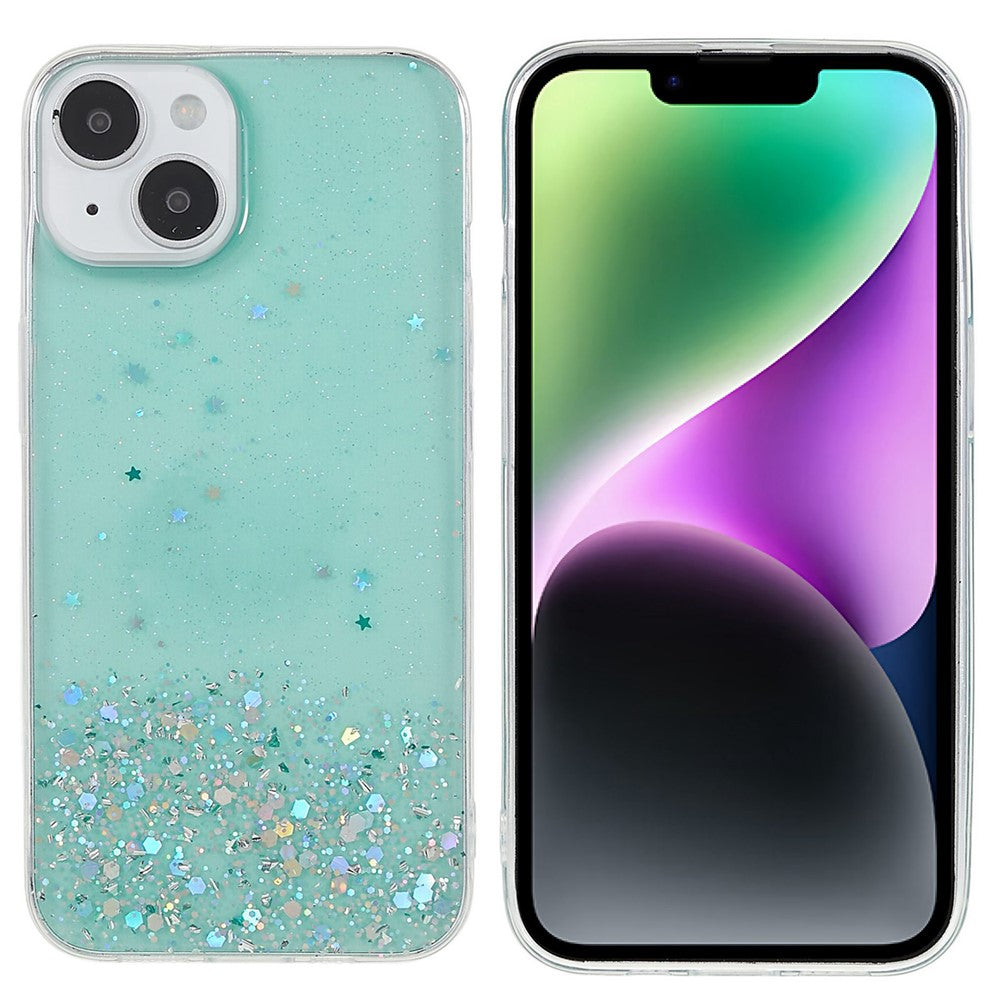 For iPhone 14 Starry Sky Epoxy Sparkle Personalized Phone Case Cover Soft TPU Shock Absorption Back Cover