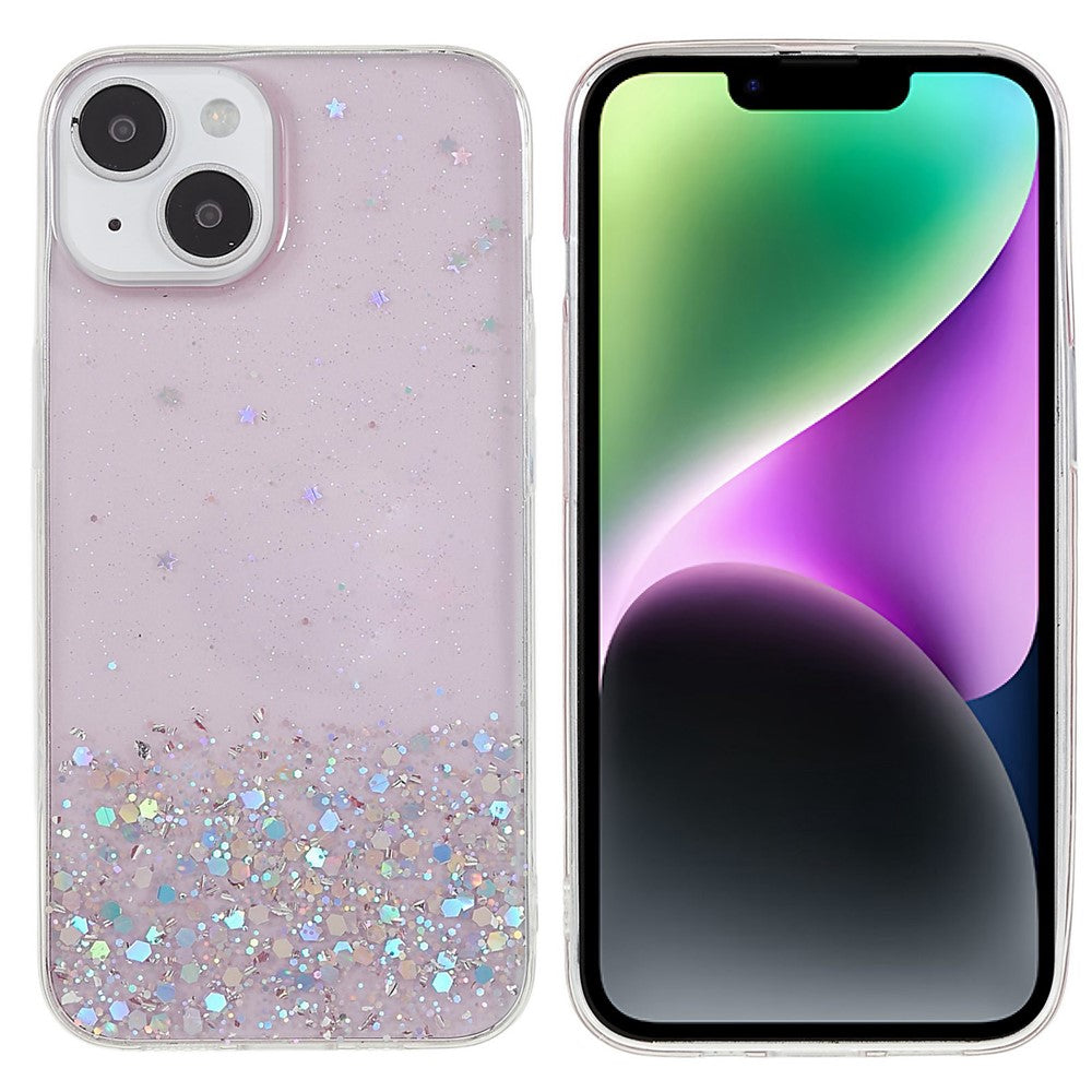 For iPhone 14 Starry Sky Epoxy Sparkle Personalized Phone Case Cover Soft TPU Shock Absorption Back Cover