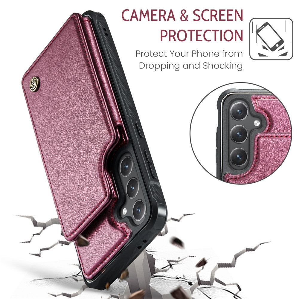 CASEME Til Samsung Galaxy S24 FE Telefoncover C22 Læder Bagsidecover med RFID-Blokerende Kortlommer