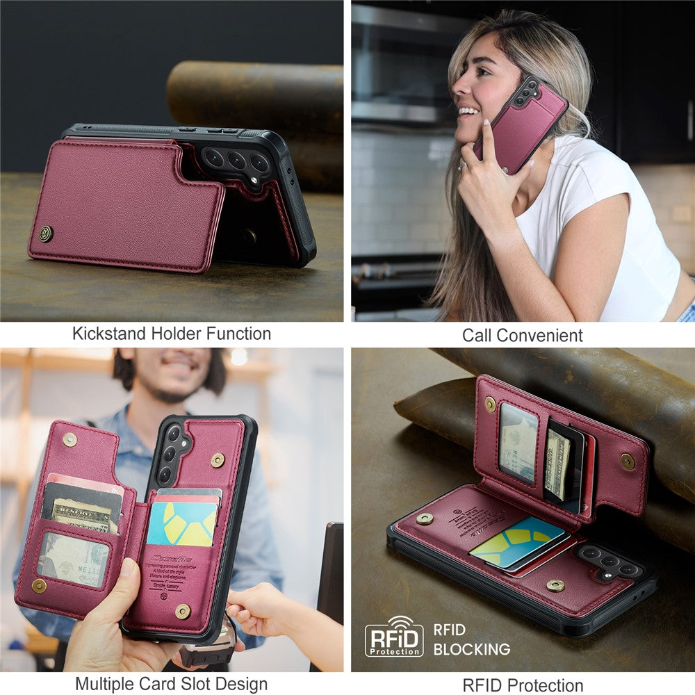 CASEME Til Samsung Galaxy S24 FE Telefoncover C22 Læder Bagsidecover med RFID-Blokerende Kortlommer