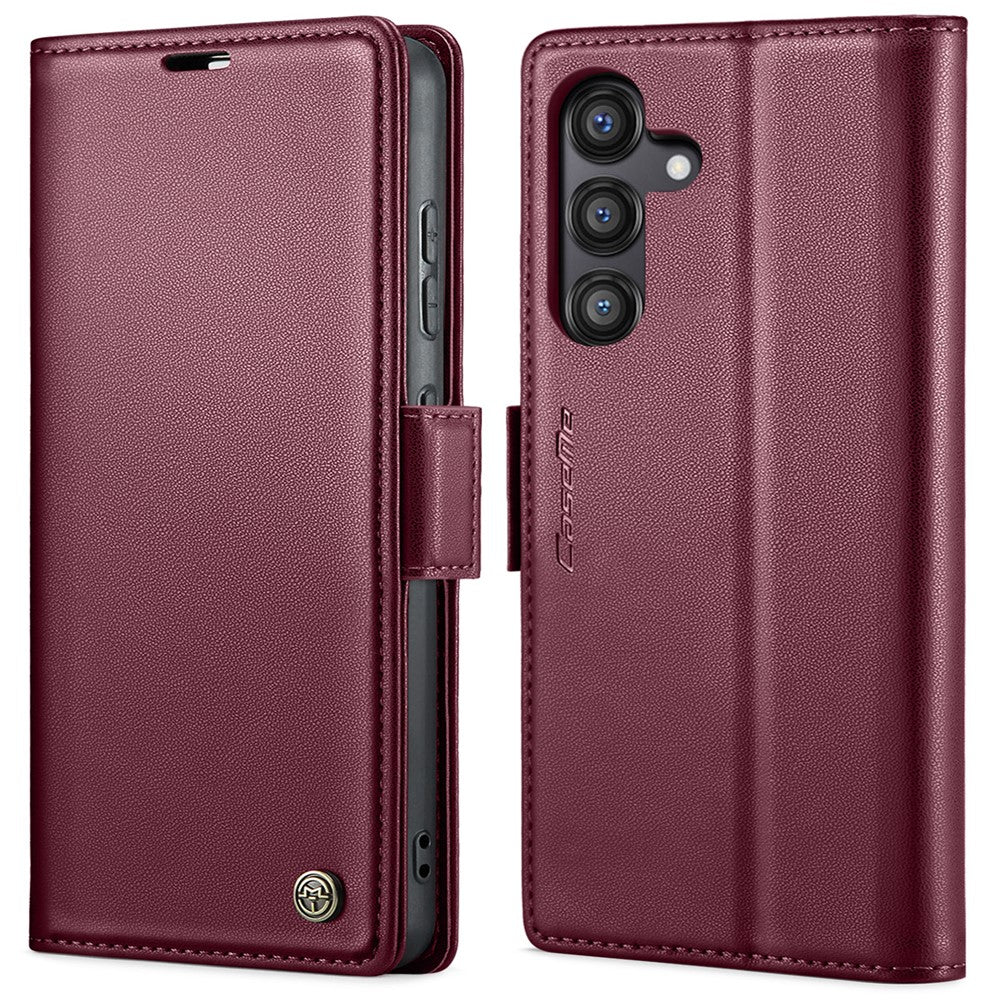 CASEME For Samsung Galaxy S24 FE Leather Case  023 RFID Blocking 3 Card Slot Mobile Cover