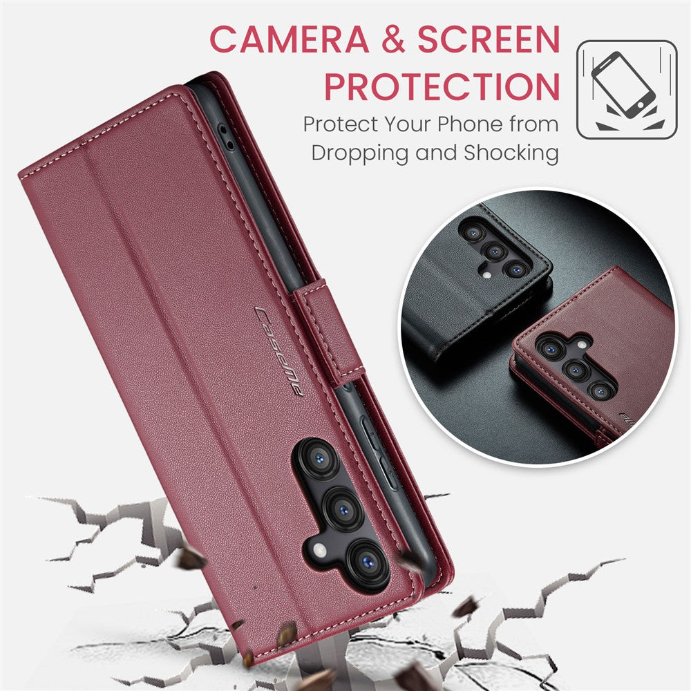 CASEME For Samsung Galaxy S24 FE Leather Case  023 RFID Blocking 3 Card Slot Mobile Cover