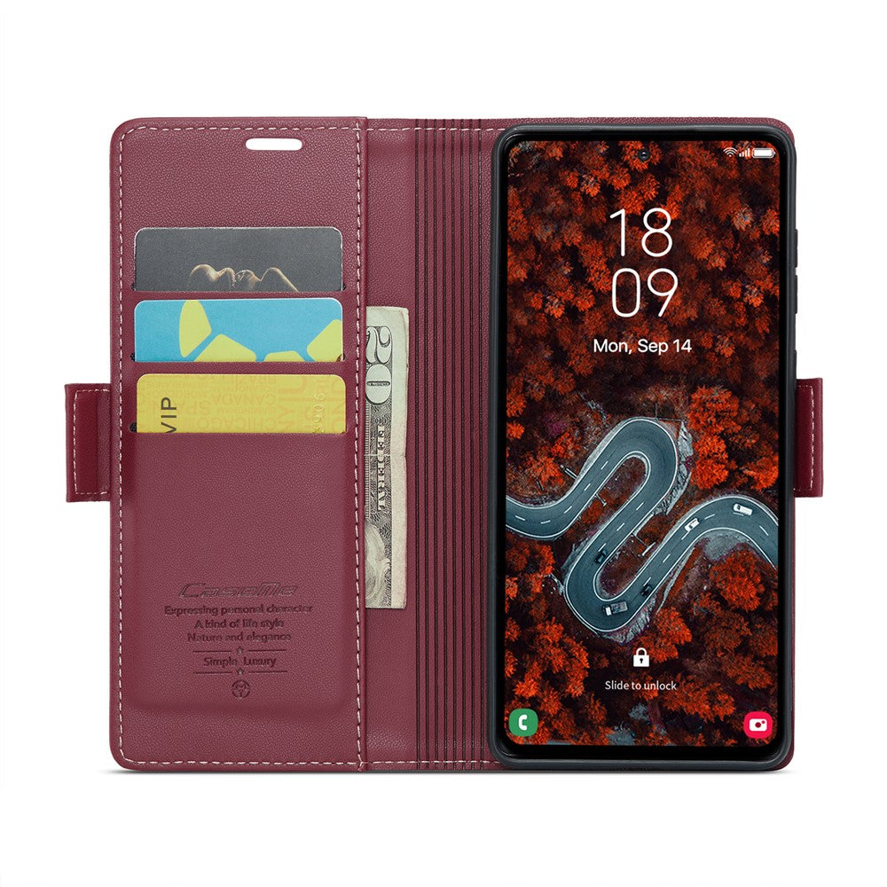 CASEME For Samsung Galaxy S24 FE Leather Case  023 RFID Blocking 3 Card Slot Mobile Cover