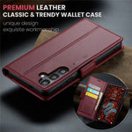 CASEME For Samsung Galaxy S24 FE Leather Case  023 RFID Blocking 3 Card Slot Mobile Cover