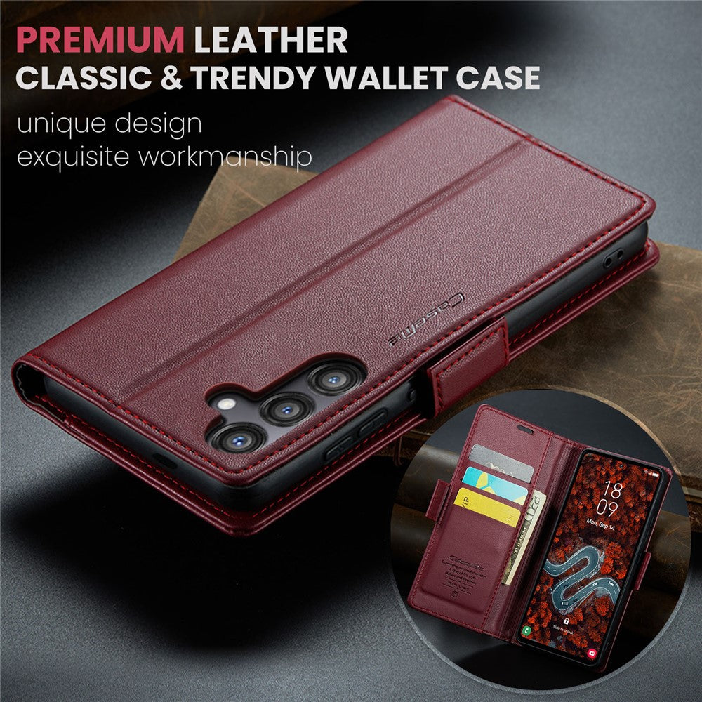 CASEME For Samsung Galaxy S24 FE Leather Case  023 RFID Blocking 3 Card Slot Mobile Cover