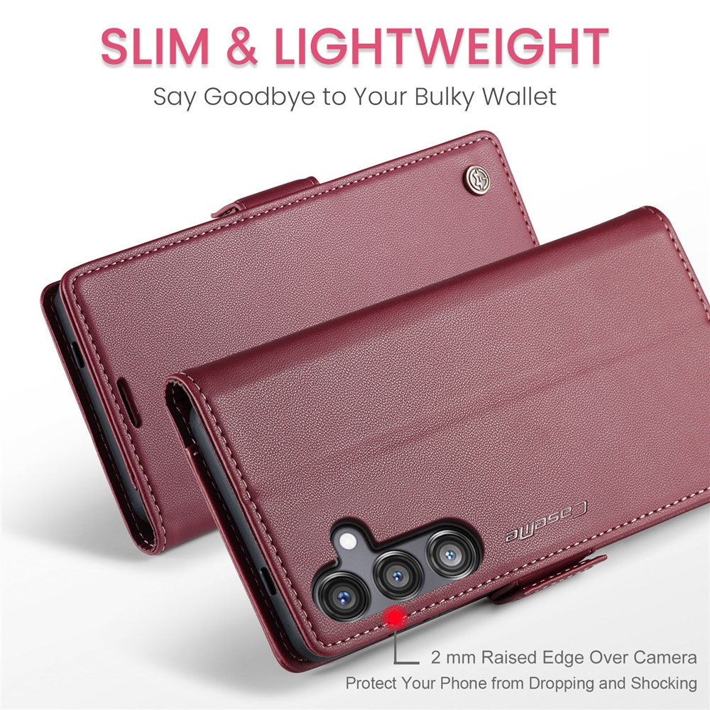 CASEME For Samsung Galaxy S24 FE Leather Case  023 RFID Blocking 3 Card Slot Mobile Cover