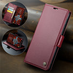 CASEME For Samsung Galaxy S24 FE Leather Case  023 RFID Blocking 3 Card Slot Mobile Cover
