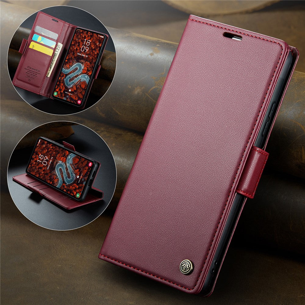 CASEME For Samsung Galaxy S24 FE Leather Case  023 RFID Blocking 3 Card Slot Mobile Cover