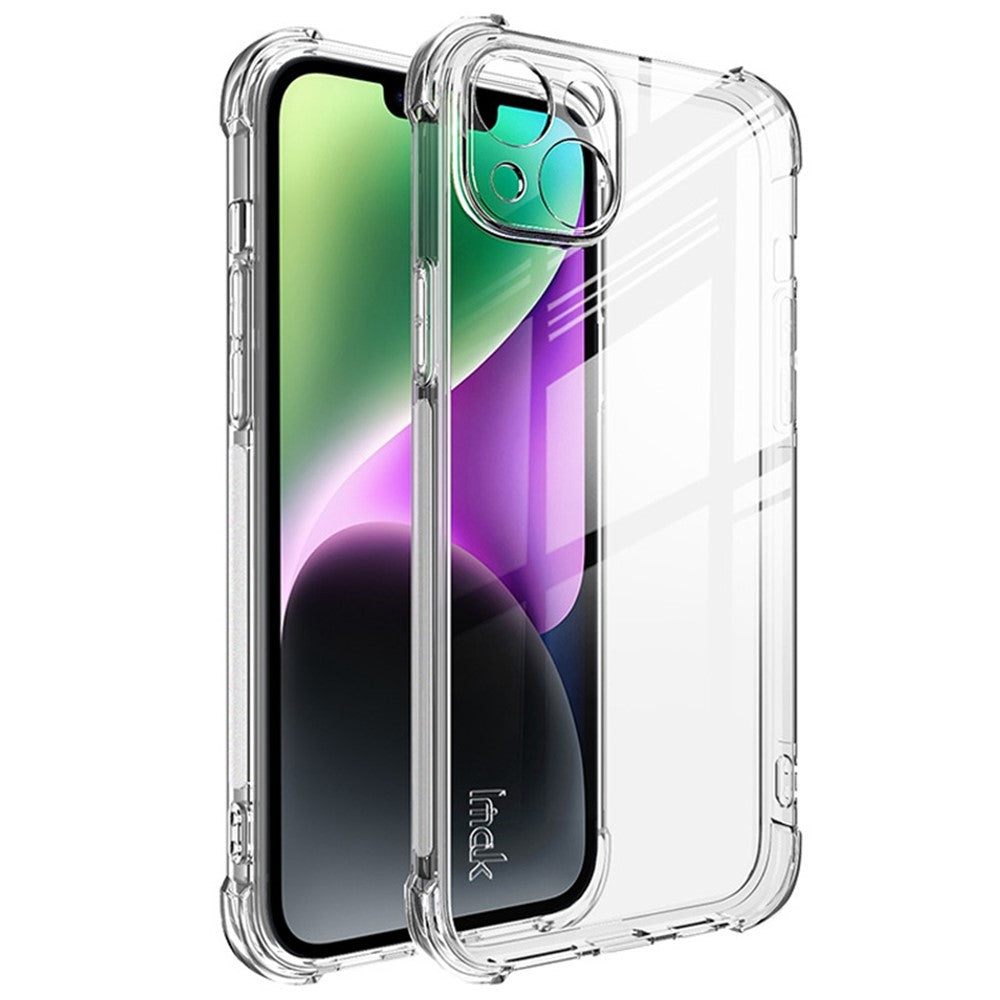 IMAK til iPhone 14 Plus Fleksibelt TPU Gennemsigtigt Bagcover med Fire Hjørne-Airbags og Anti-fald Beskyttelse