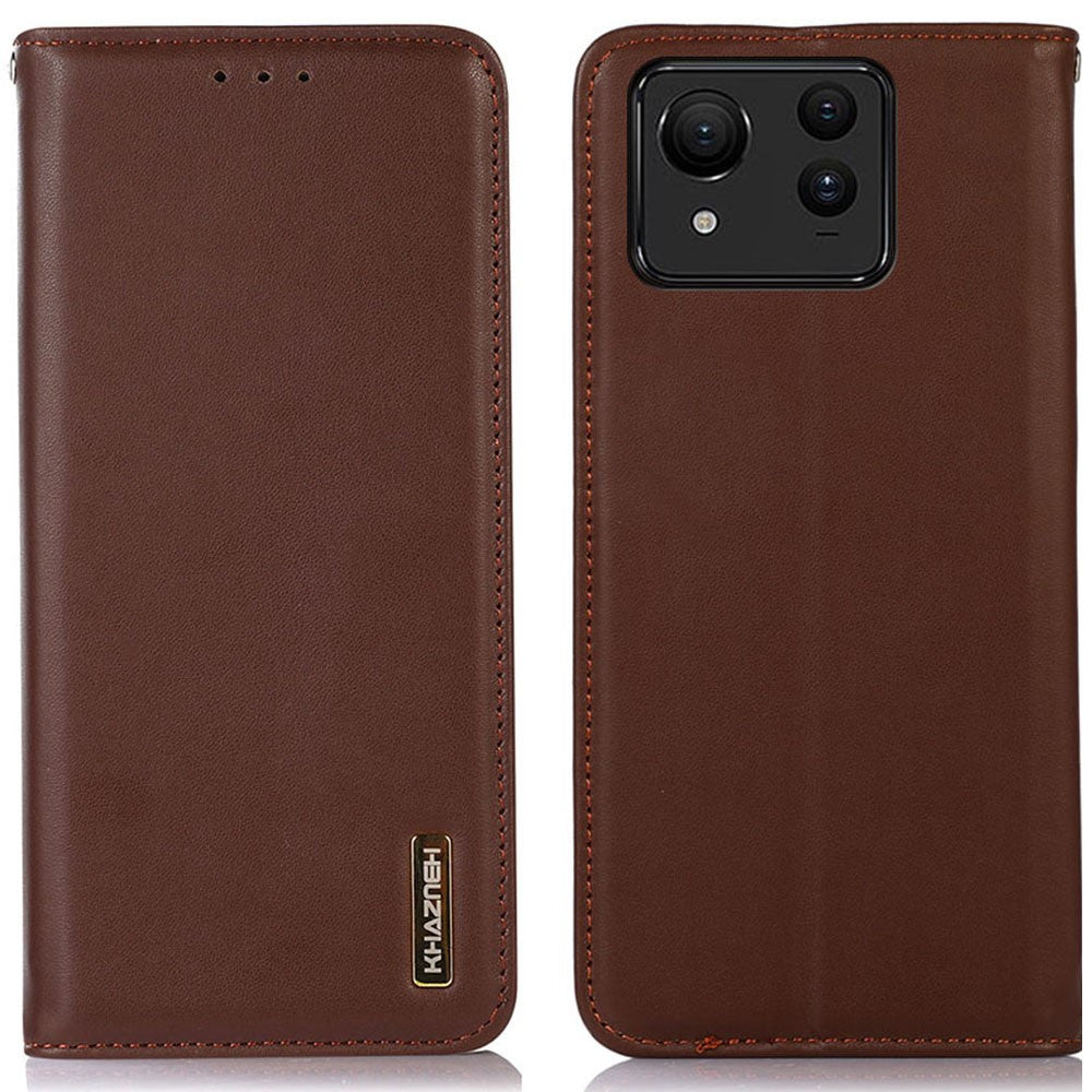 KHAZNEH For Asus Zenfone 11 Ultra 5G Case Genuine Cow Leather Wallet Phone Cover Nappa Texture