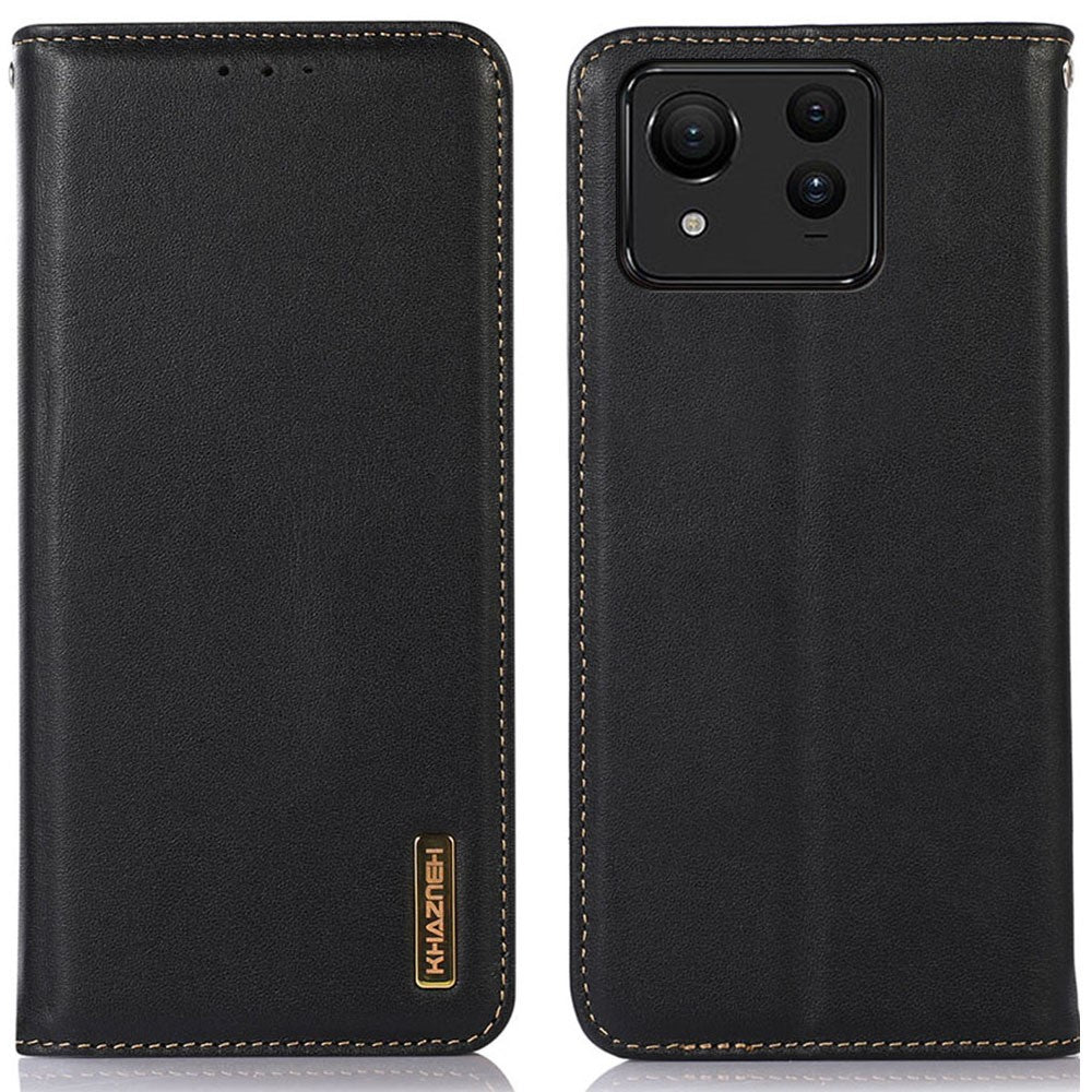 KHAZNEH For Asus Zenfone 11 Ultra 5G Case Genuine Cow Leather Wallet Phone Cover Nappa Texture