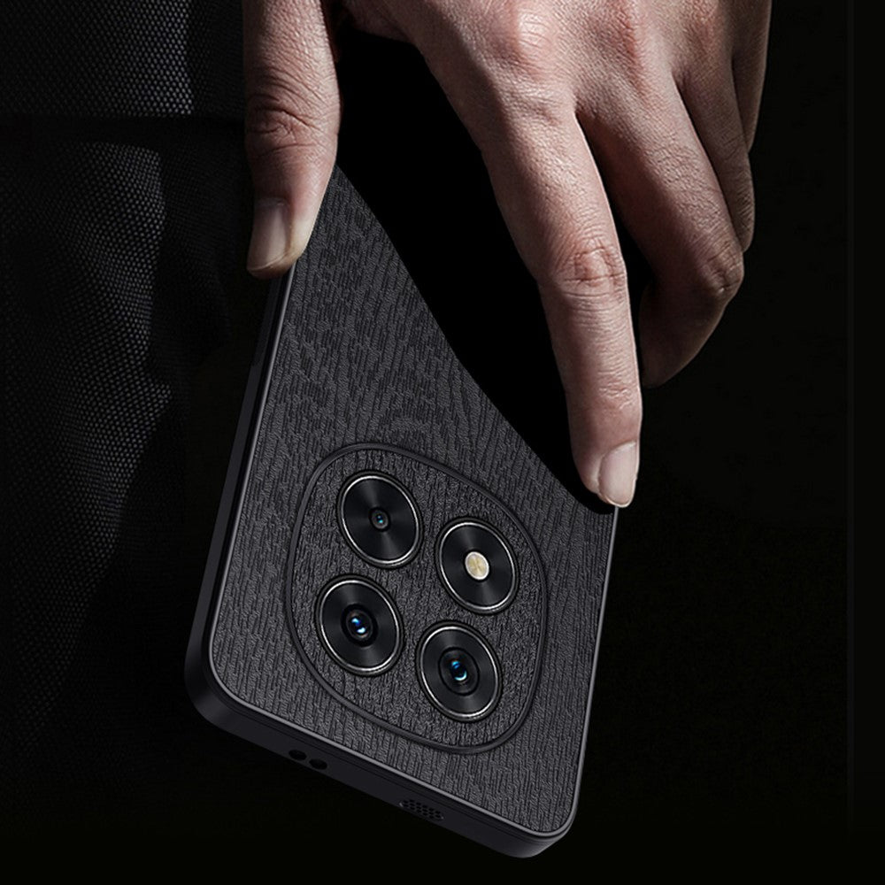 For Xiaomi Redmi Note 14 Pro+ 5G Case Wood Texture PU Leather Coated PC+TPU Phone Cover