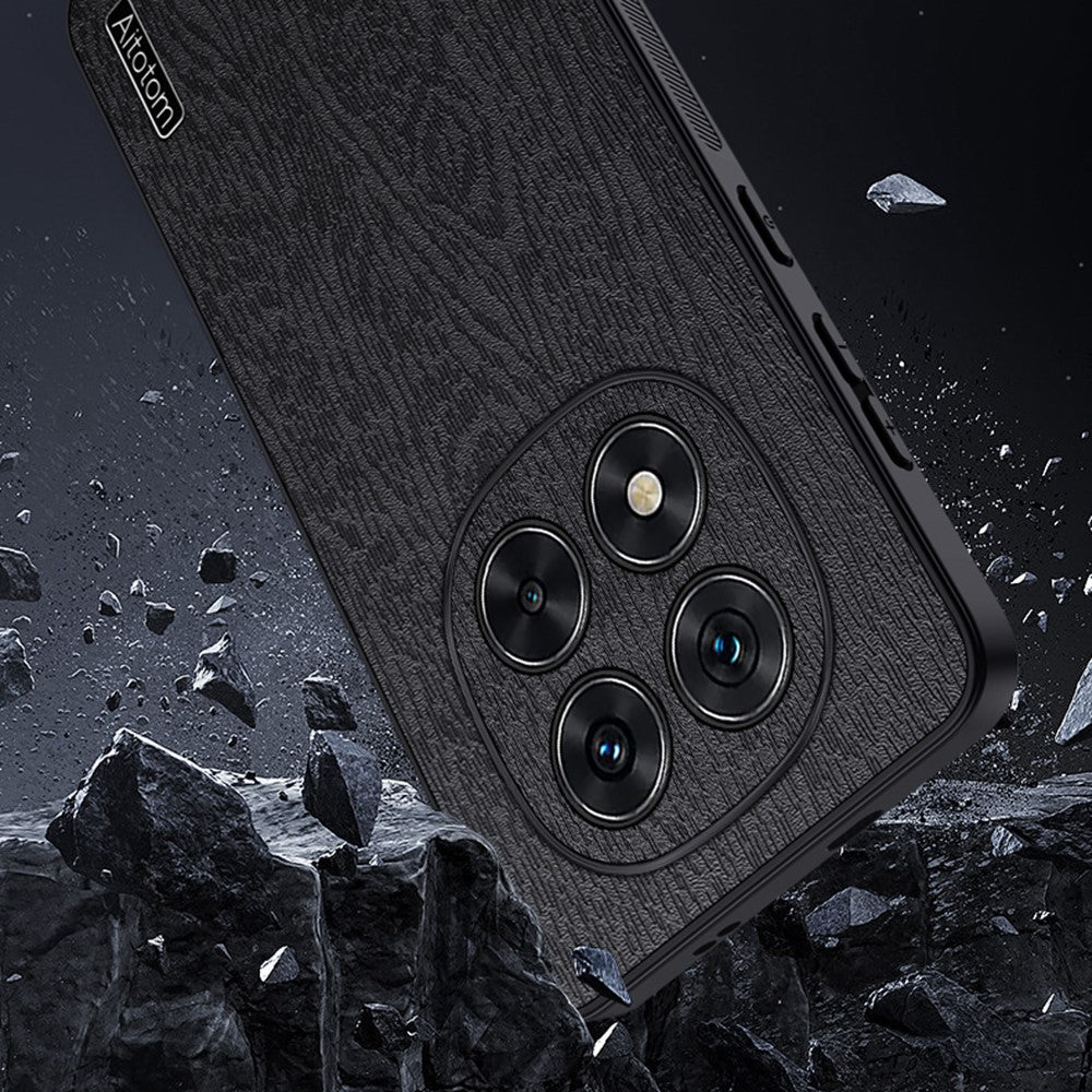 For Xiaomi Redmi Note 14 Pro+ 5G Case Wood Texture PU Leather Coated PC+TPU Phone Cover
