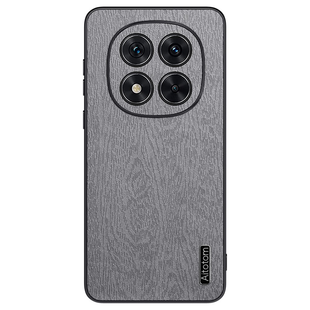 For Xiaomi Redmi Note 14 Pro+ 5G Case Wood Texture PU Leather Coated PC+TPU Phone Cover