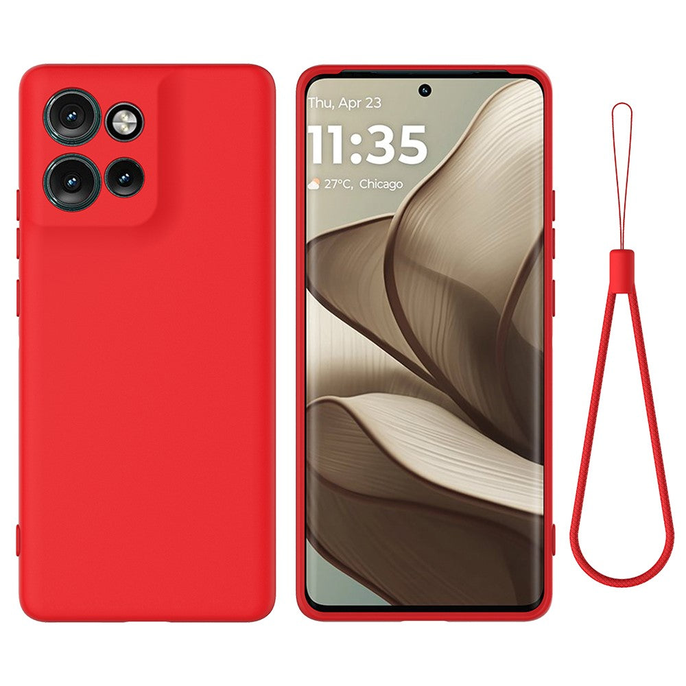 Motorola Edge 60 Neo 5G / Edge 50 Neo 5G / Moto S50 5G / Thinkphone 25 5G skal flytande silikon reptåligt mobilfodral med handrem