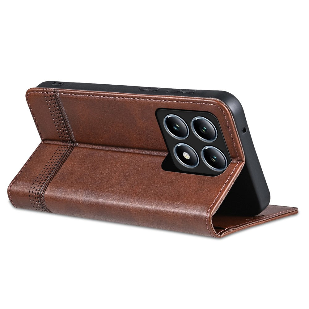 AZNS For Xiaomi 14T Case Cowhide Texture PU Leather Wallet Phone Cover