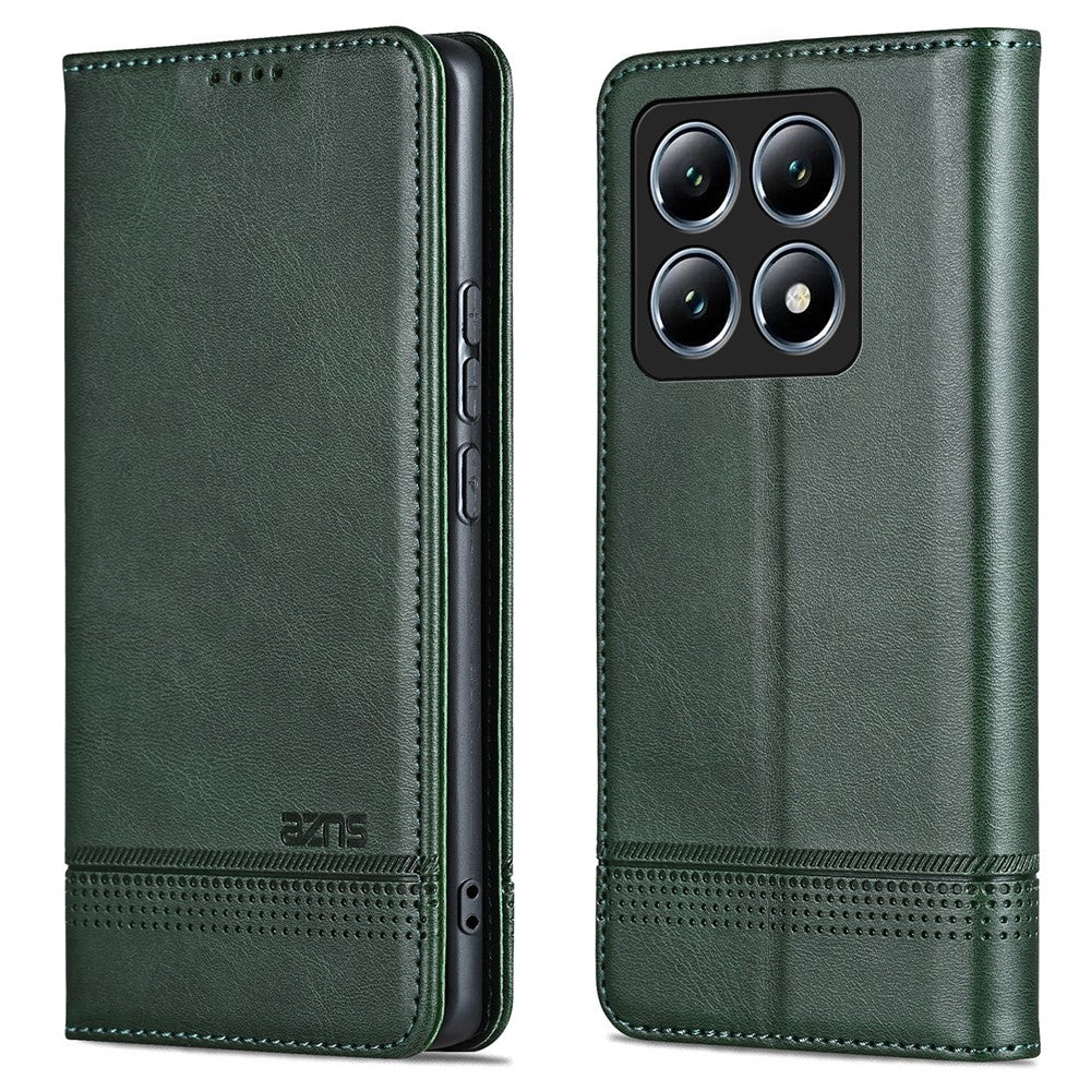 AZNS For Xiaomi 14T Case Cowhide Texture PU Leather Wallet Phone Cover