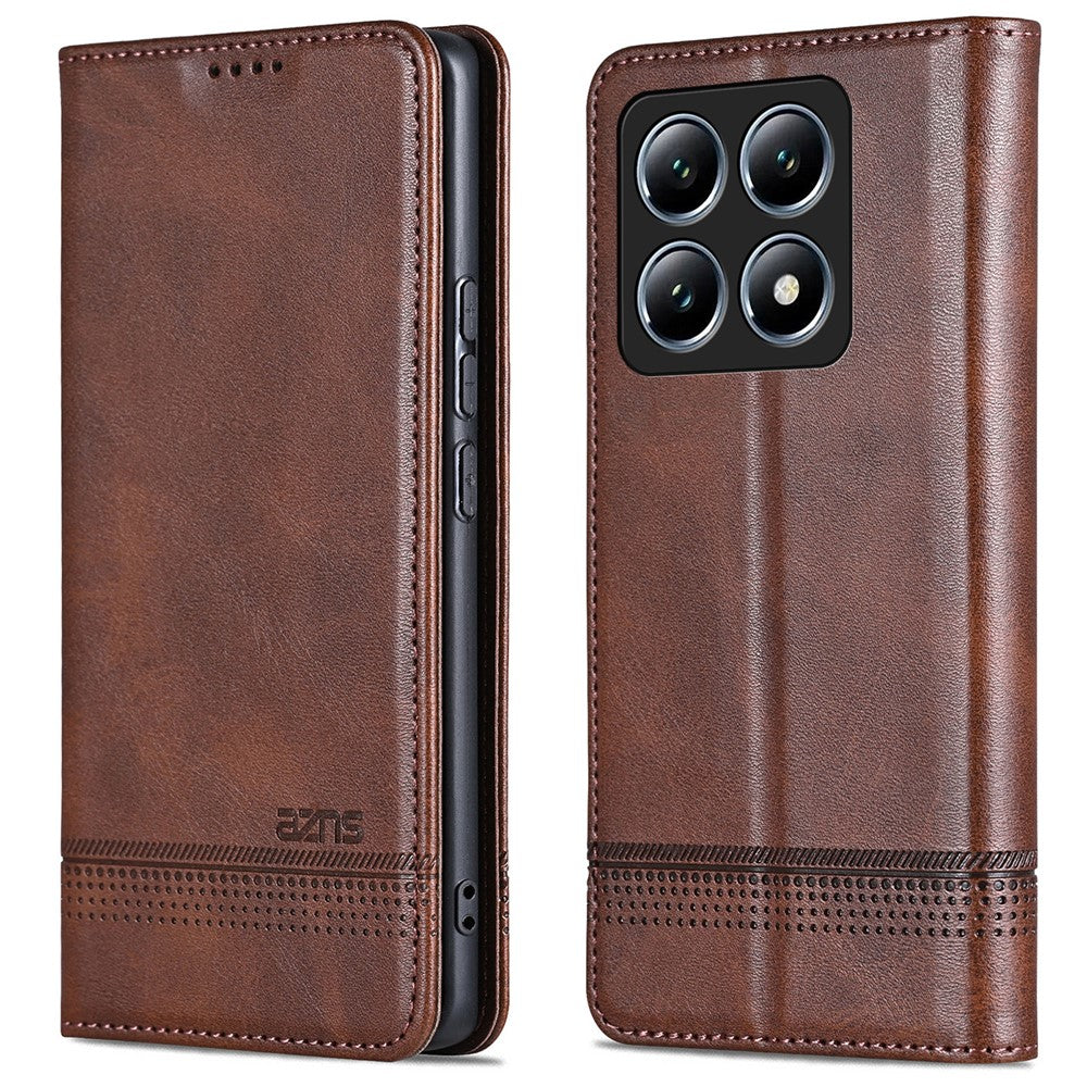 AZNS For Xiaomi 14T Pro Case Cowhide Texture PU Leather Wallet Phone Cover