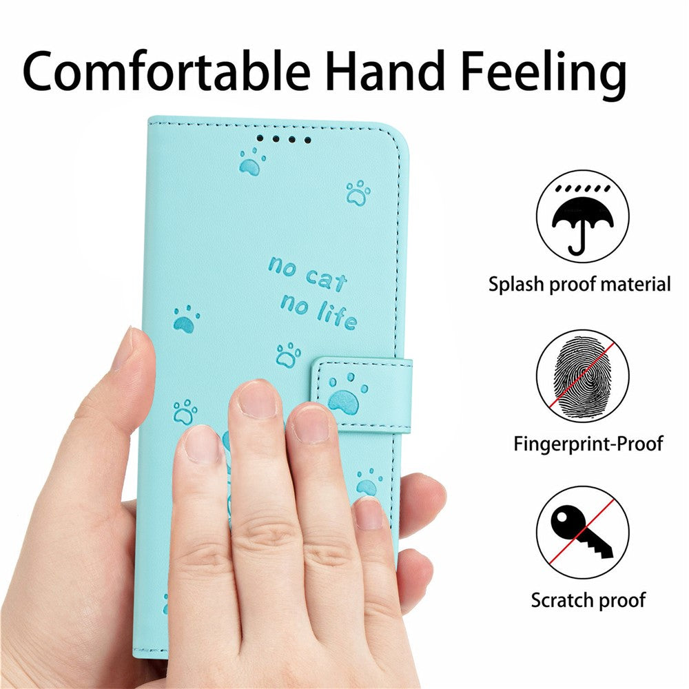 For Samsung Galaxy A55 5G Case with Strap Cats Imprint Leather Wallet Phone Cover