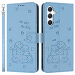 For Samsung Galaxy S24 FE Case with Strap Cats Imprint Leather Wallet Phone Cover