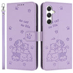 For Samsung Galaxy S24 FE Case with Strap Cats Imprint Leather Wallet Phone Cover