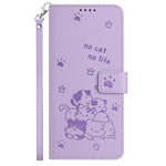 For Samsung Galaxy S24 FE Case with Strap Cats Imprint Leather Wallet Phone Cover